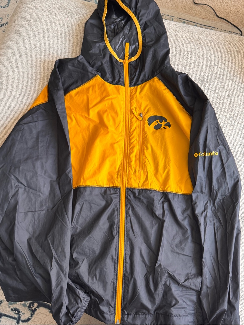 Columbia Yellow and Gray Hooded Lightweight Jacket